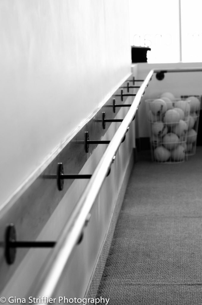 Black and White Photo of the Exercise Bar at Bar Method